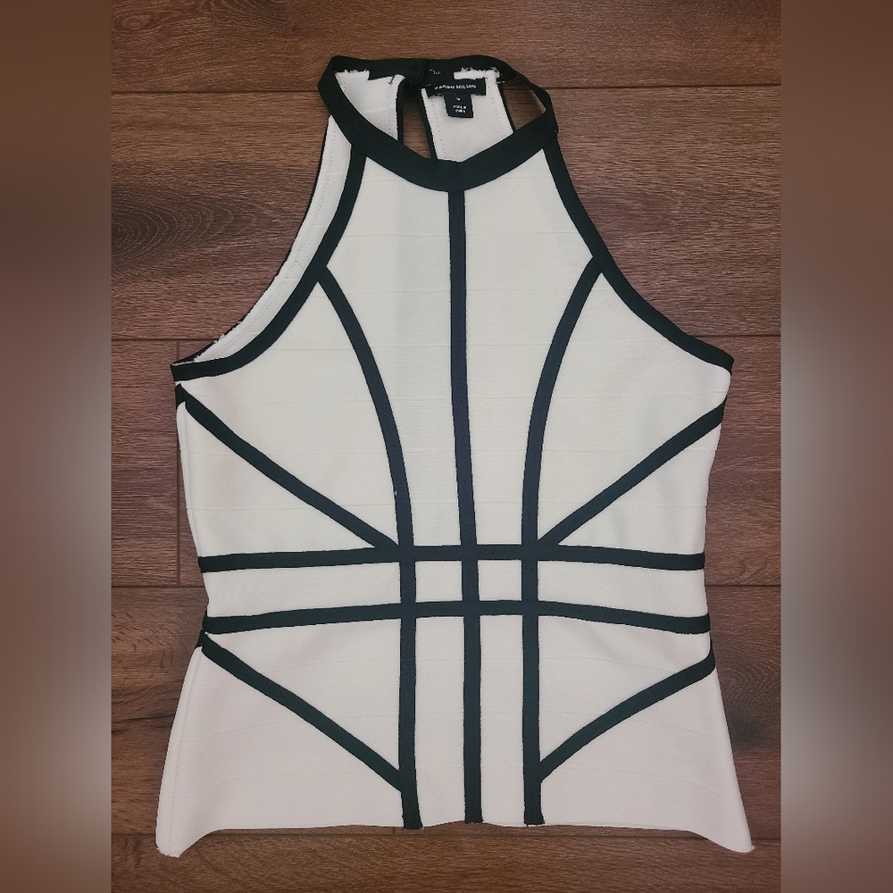 NWOT Karen Millen Bandage Knit Contrast Halter Top sz M